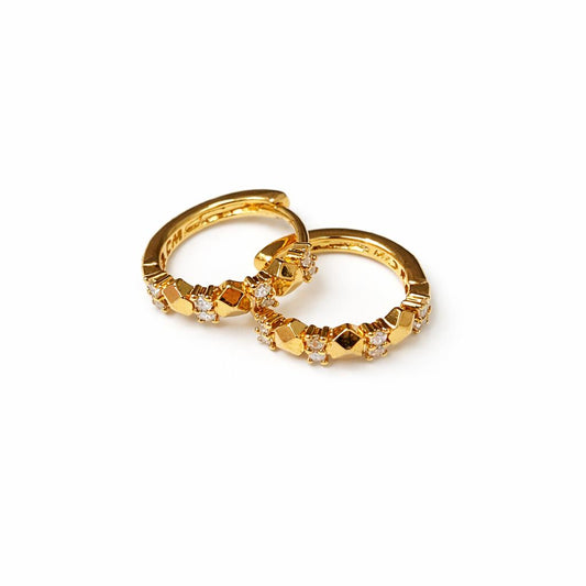 Gold Plated Diamond Accent Hoop Earrings