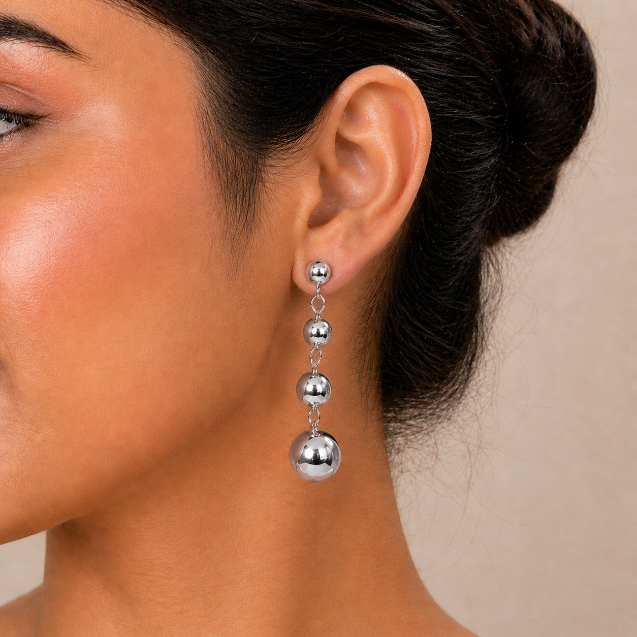 Silver Tone Multi Ball Dangle Earrings