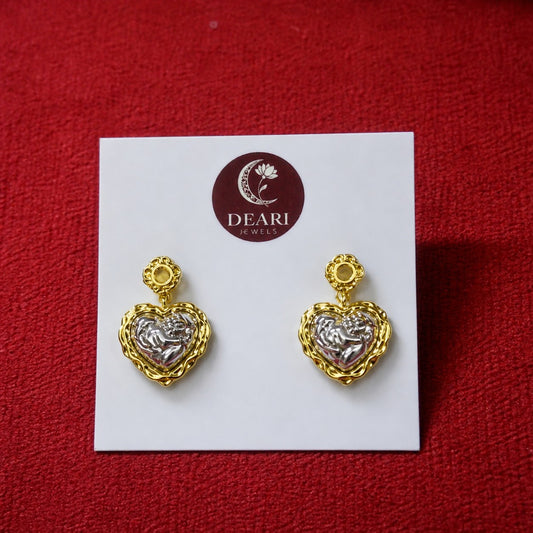 Gold Heart Drop Earrings for Women