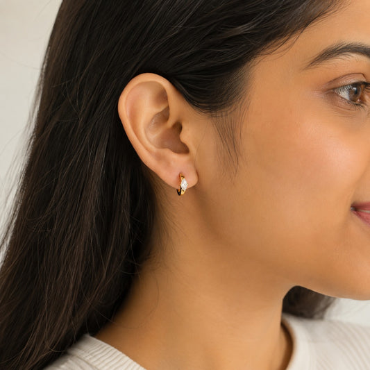 Solitarie studded Hoops