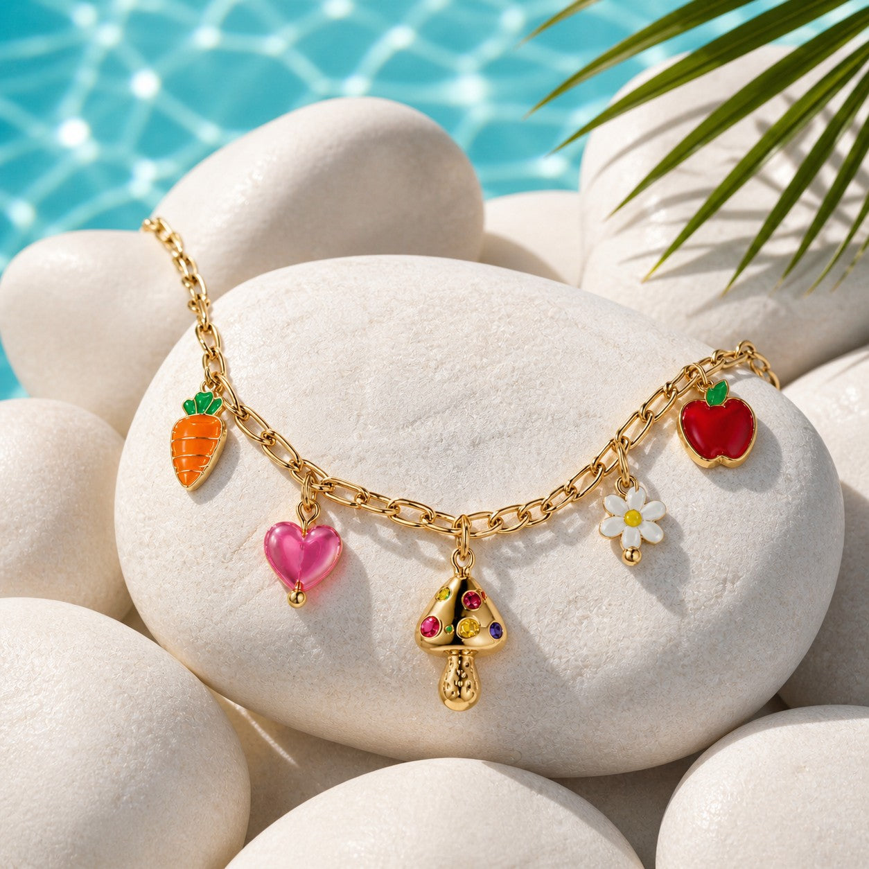 Cute Gold Multi Charm Necklace