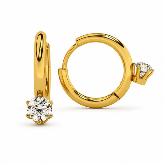 Gold Plated Solitaire Hoop Earrings