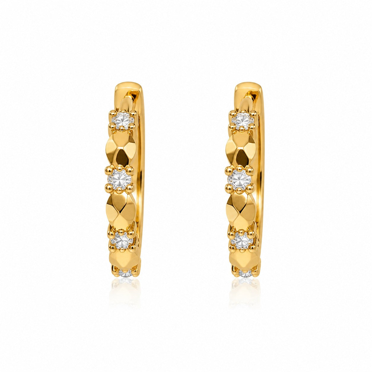 Gold Plated Diamond Accent Hoop Earrings
