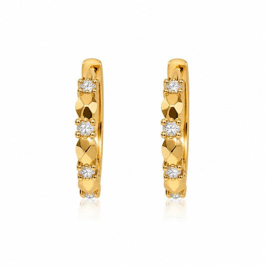 Gold Plated Diamond Accent Hoop Earrings