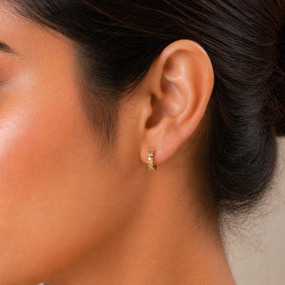 Gold Plated Diamond Accent Hoop Earrings