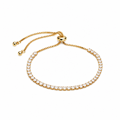 Gold Tennis Bracelet – Adjustable CZ Slider Bracelet