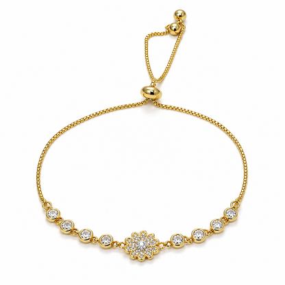 Gold Plated Adjustable Flower Bracelet