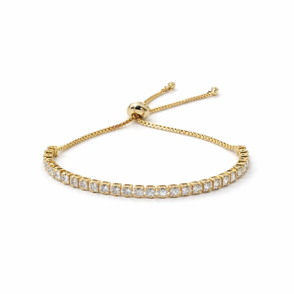 Gold adjustable tennis bracelet for women with cubic zirconia stones