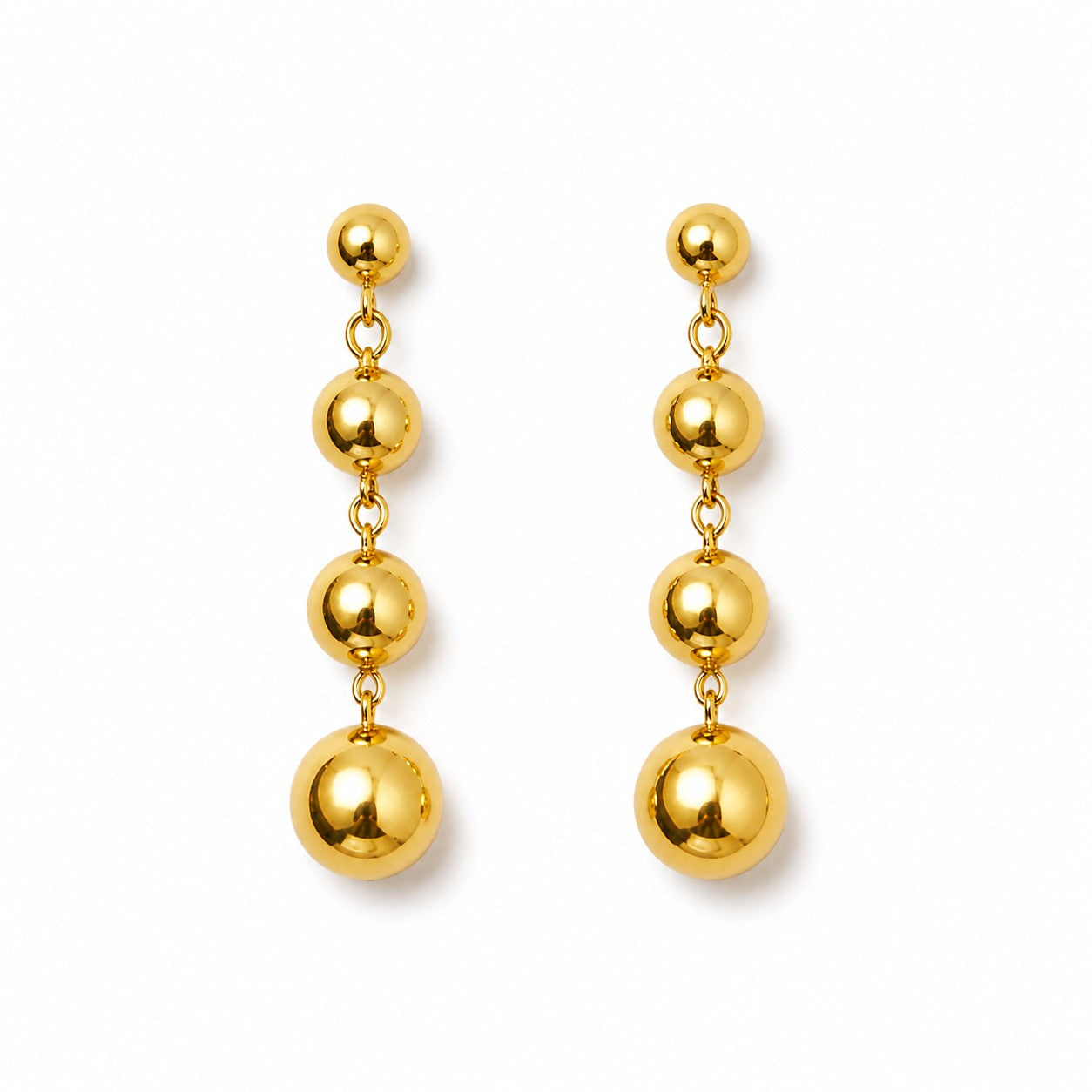Gold Tone Multi Ball Dangle Earrings