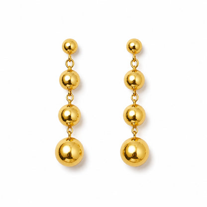 Gold Tone Multi Ball Dangle Earrings