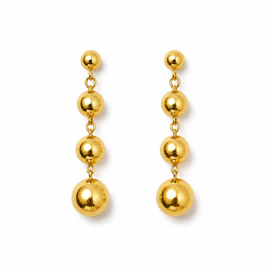 Gold Tone Multi Ball Dangle Earrings