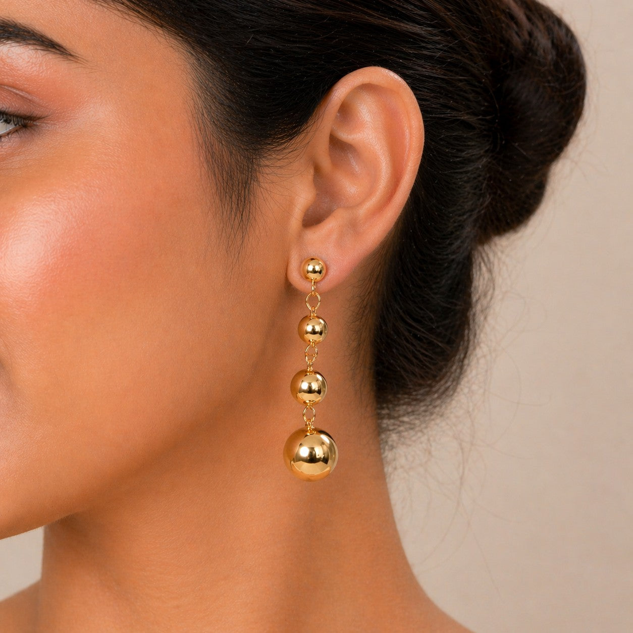 Gold Tone Multi Ball Dangle Earrings