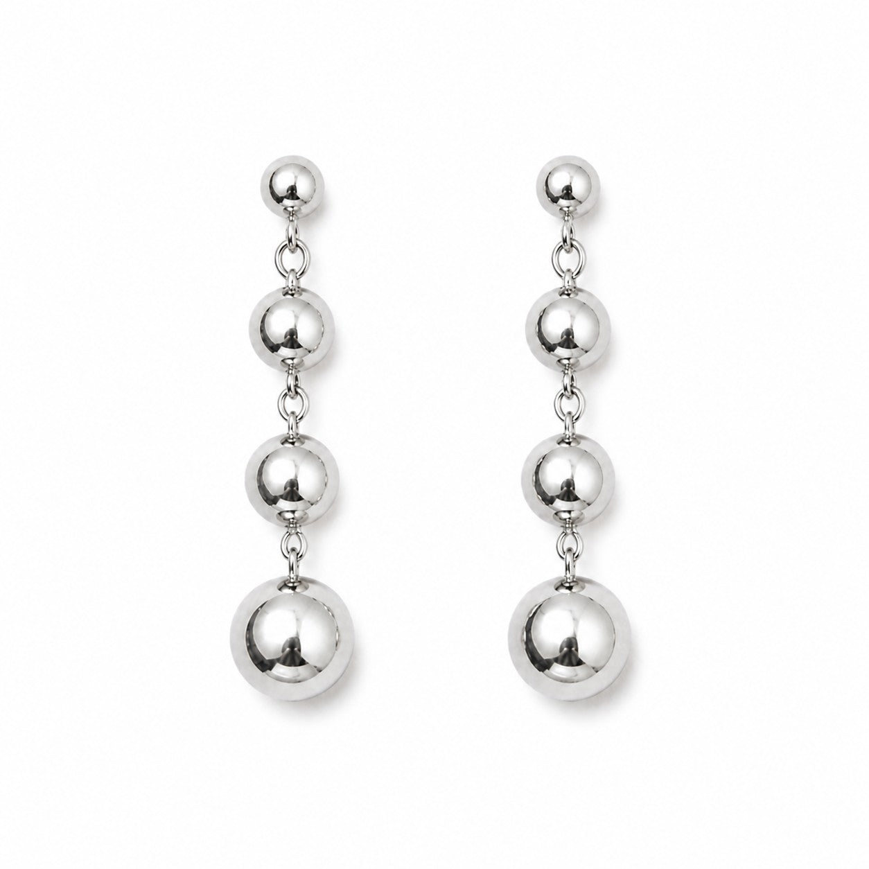 Silver Tone Multi Ball Dangle Earrings