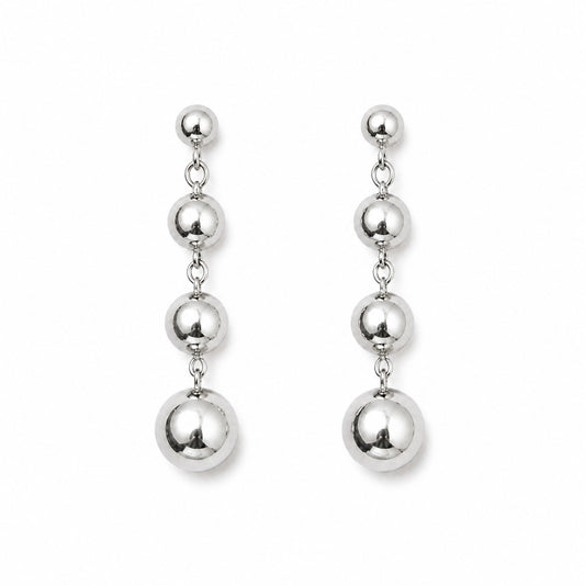 Silver Tone Multi Ball Dangle Earrings