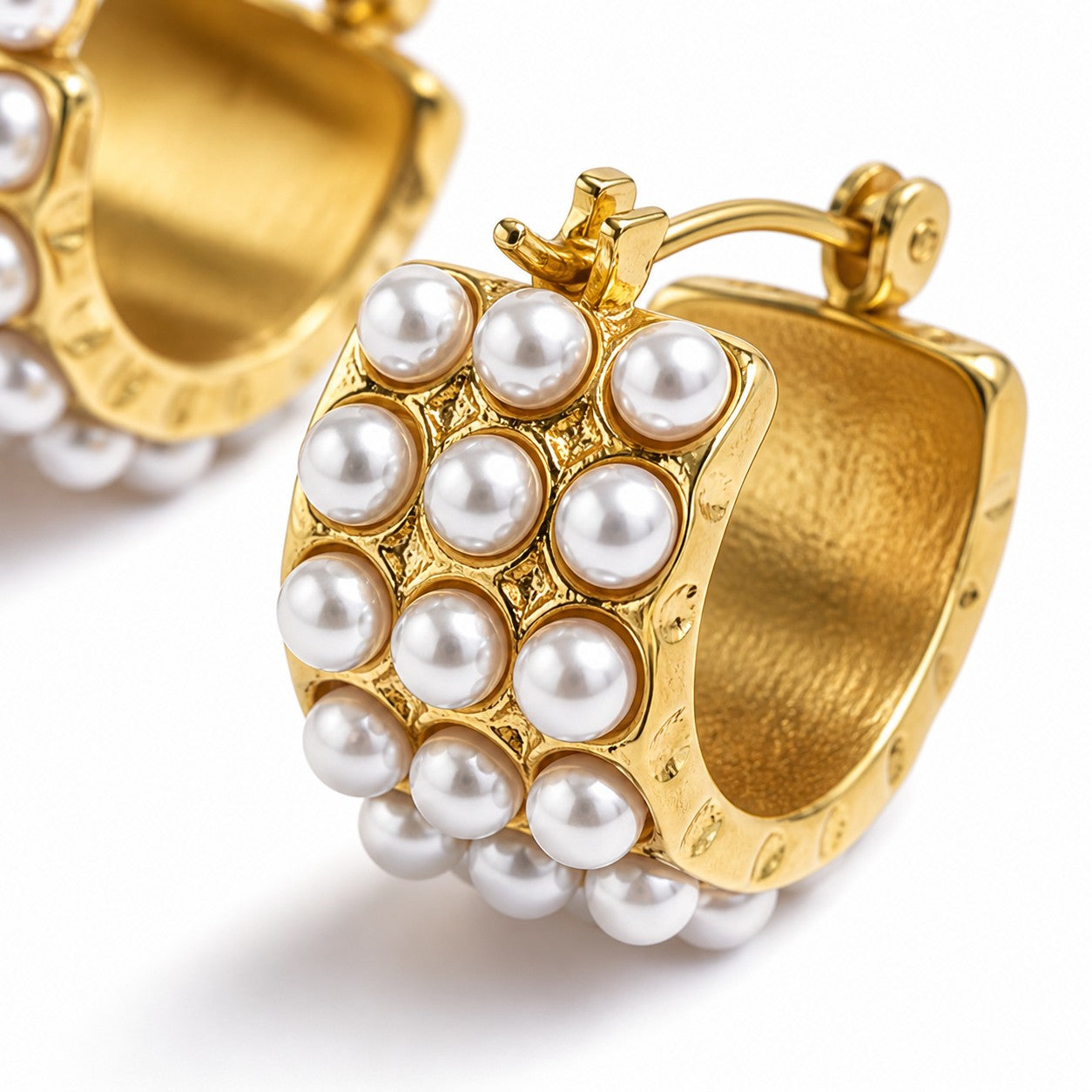 Gold Plated Pearl Hoop Earrings for Women