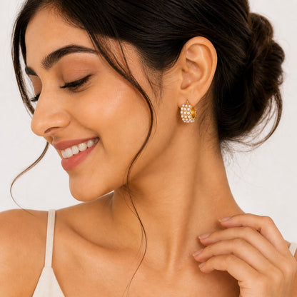 Gold Plated Pearl Hoop Earrings for Women