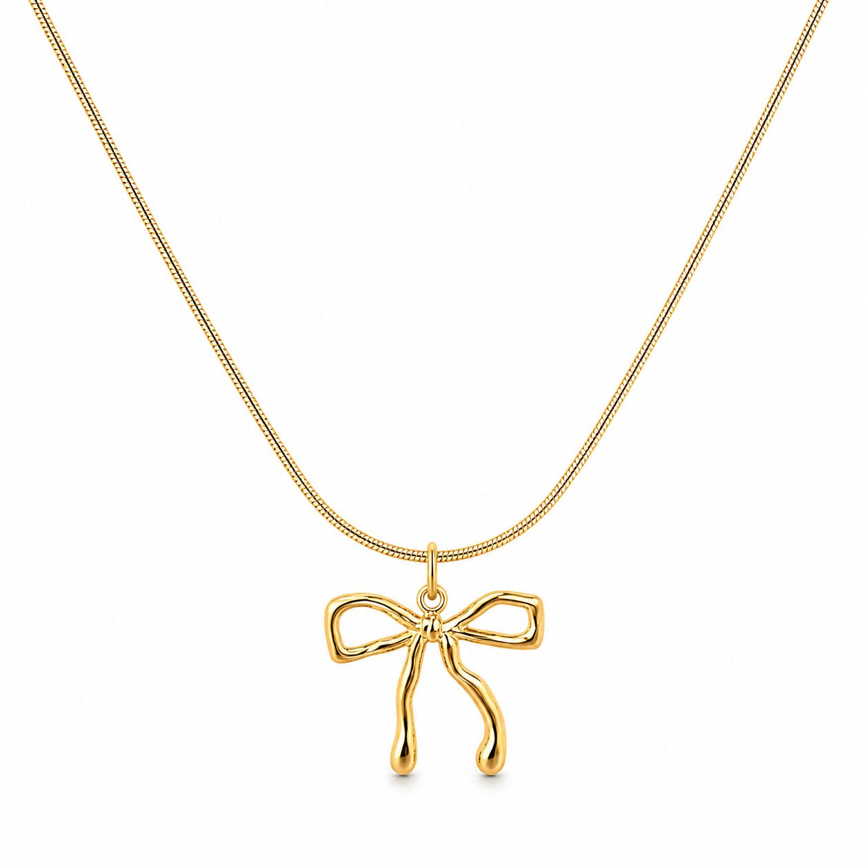 Minimal Gold Bow Pendant Necklace