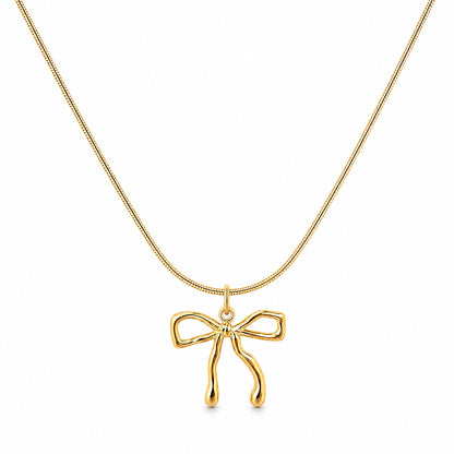 Minimal Gold Bow Pendant Necklace