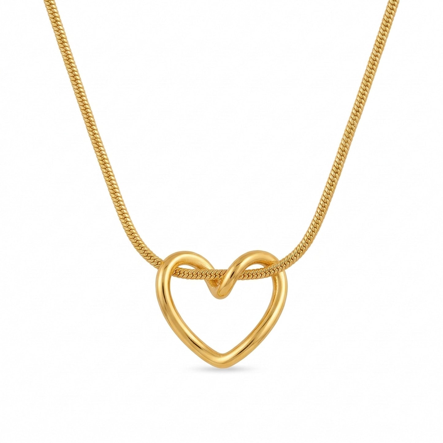 Minimal heart pendant necklace stainless steel anti tarnish gold jewelry
