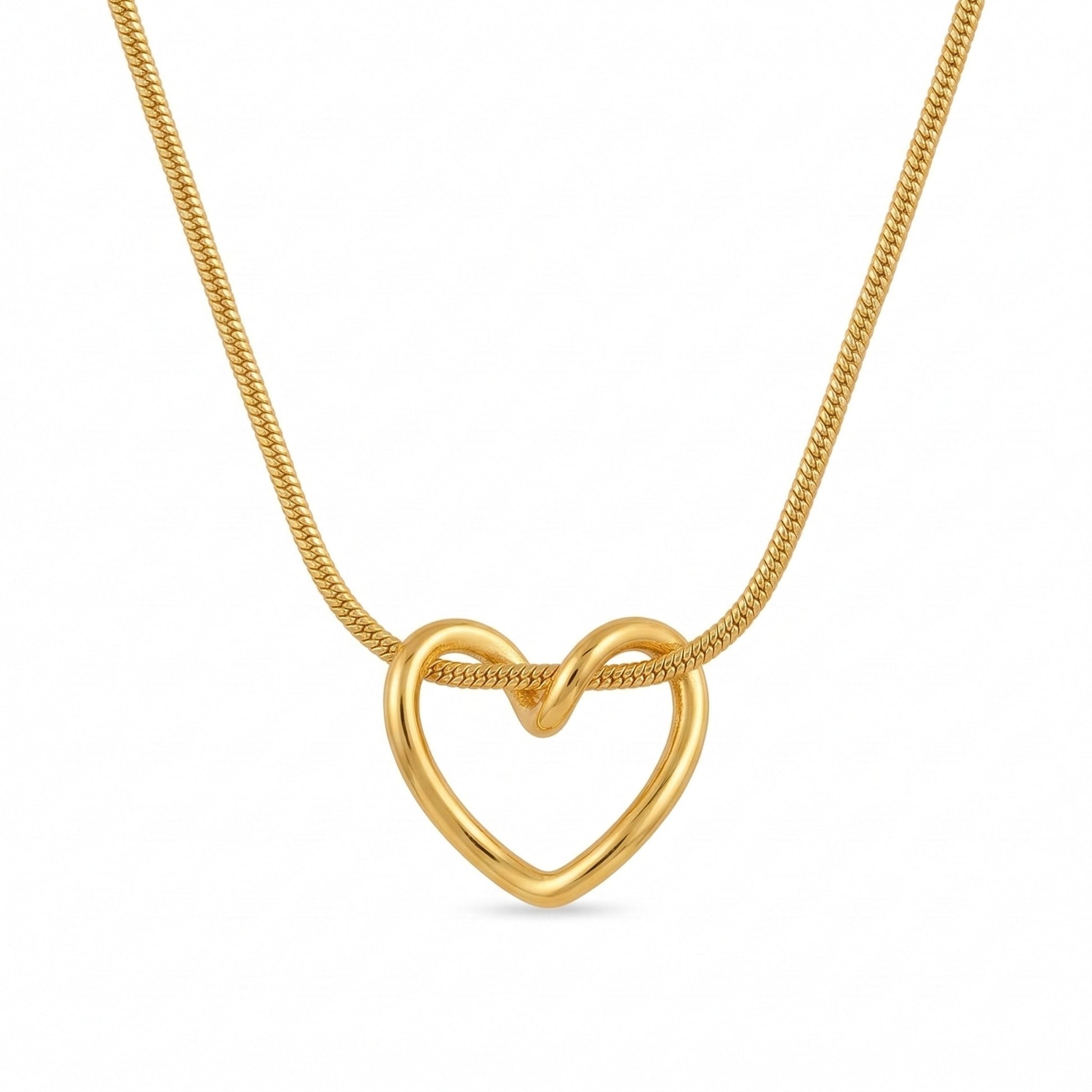 Minimal heart pendant necklace stainless steel anti tarnish gold jewelry