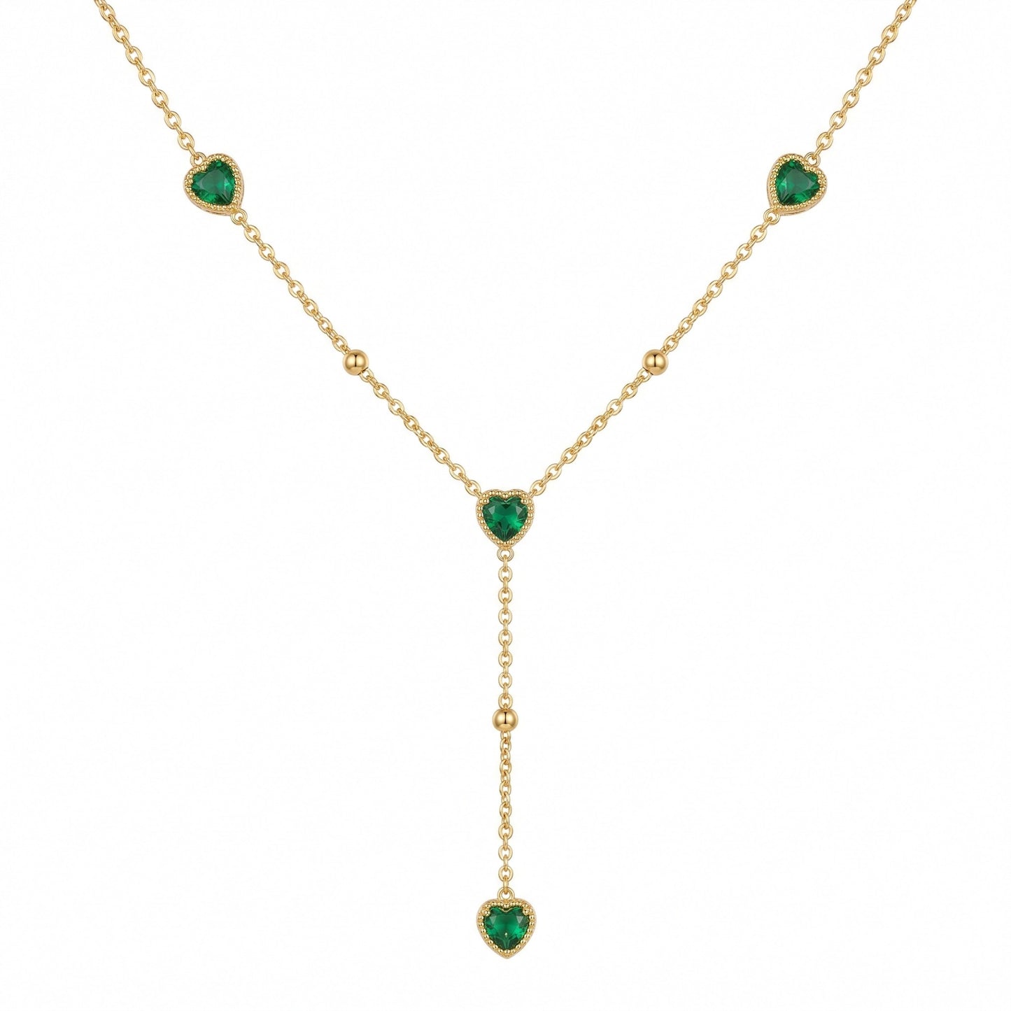 emerald green heart necklace gold plated pendant