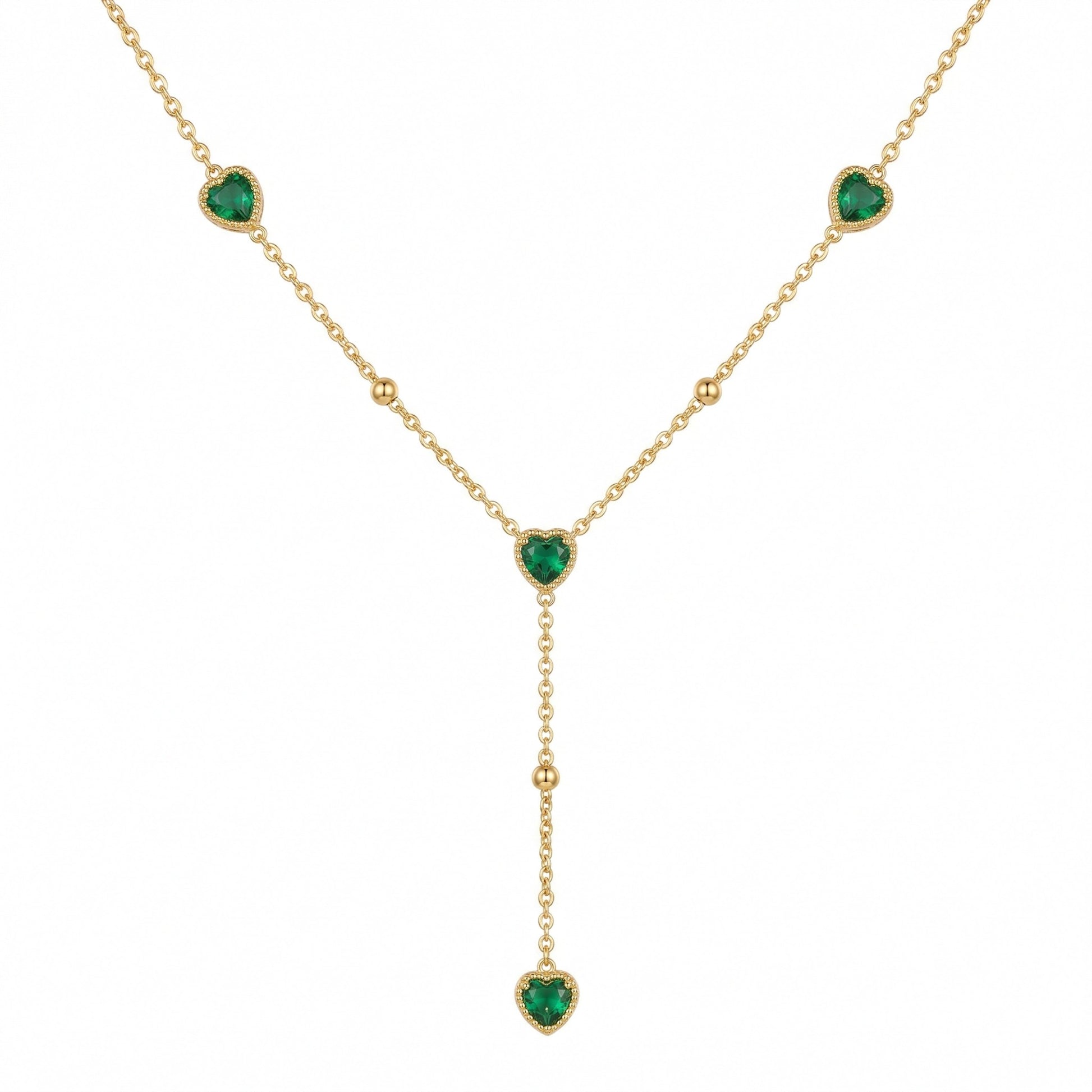 emerald green heart necklace gold plated pendant