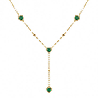 emerald green heart necklace gold plated pendant