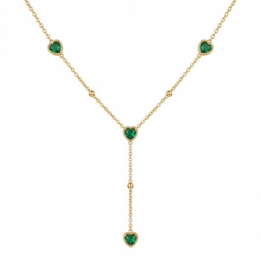 emerald green heart necklace gold plated pendant