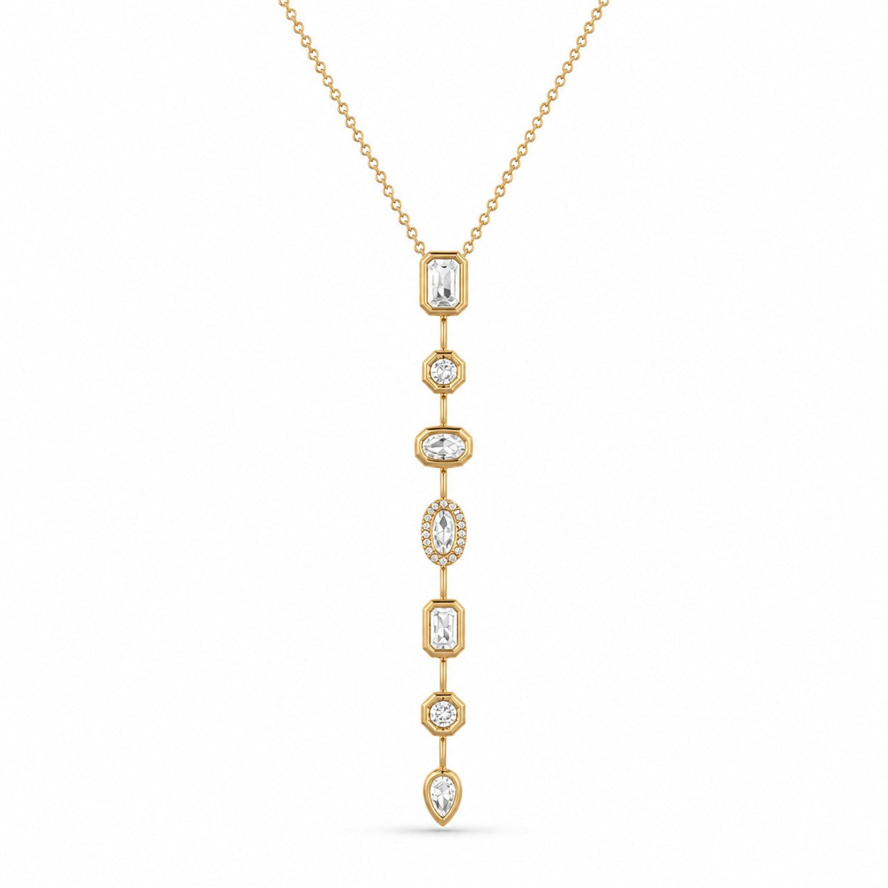 Minimal Gold Crystal Pendant Drop Necklace