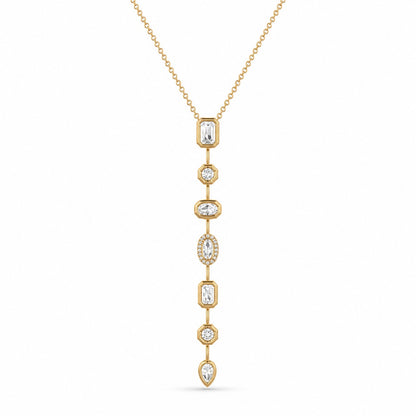 Minimal Gold Crystal Pendant Drop Necklace