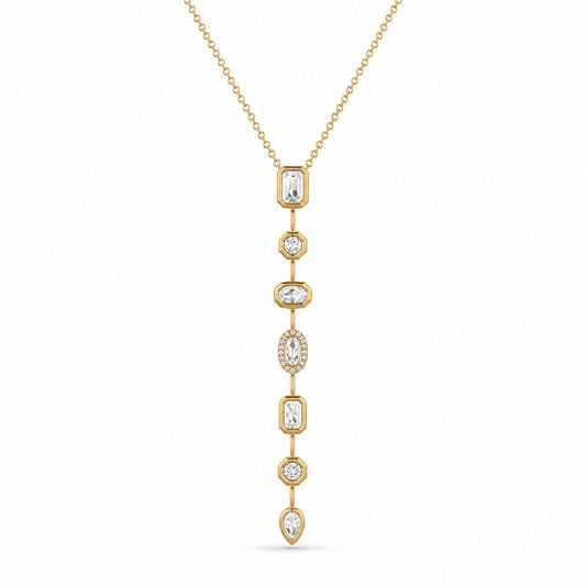 Minimal Gold Crystal Pendant Drop Necklace