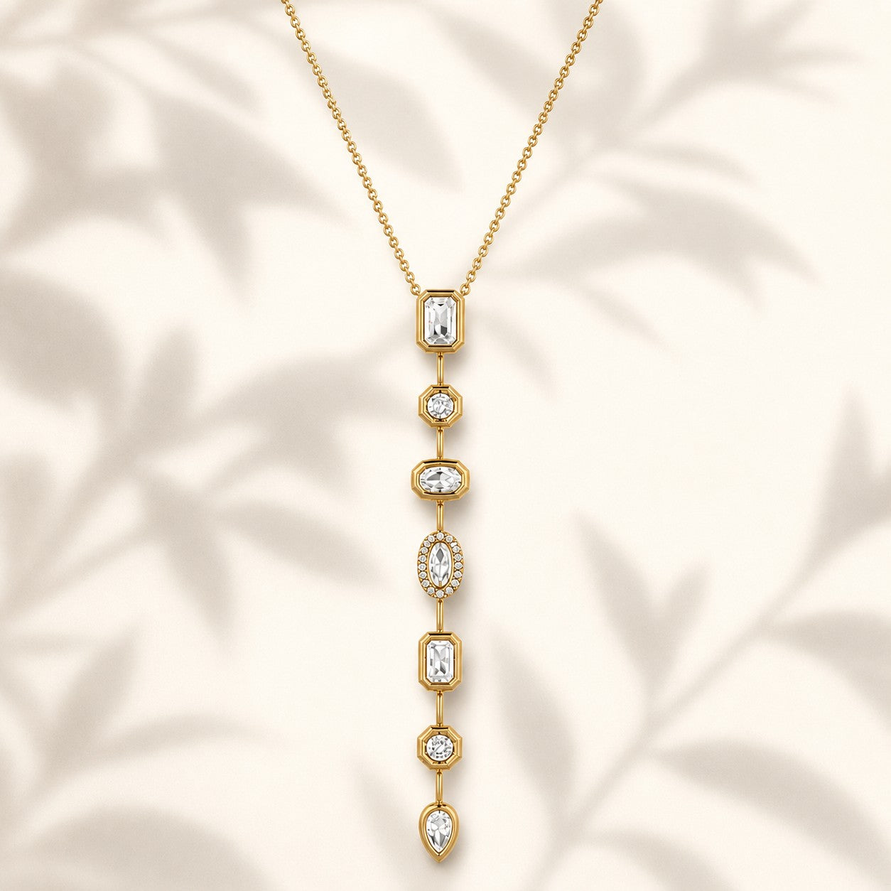 Minimal Gold Crystal Pendant Drop Necklace