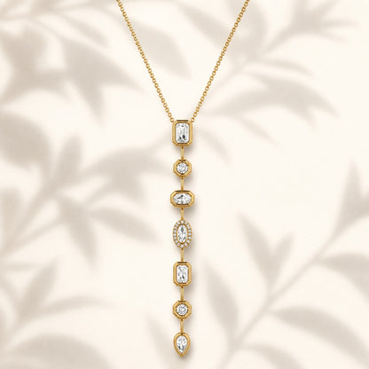 Minimal Gold Crystal Pendant Drop Necklace