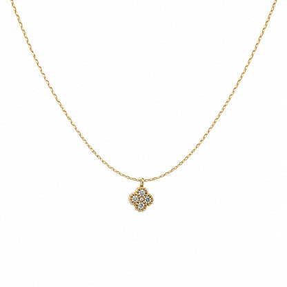 Dainty Gold Clover Crystal Pendant Necklace