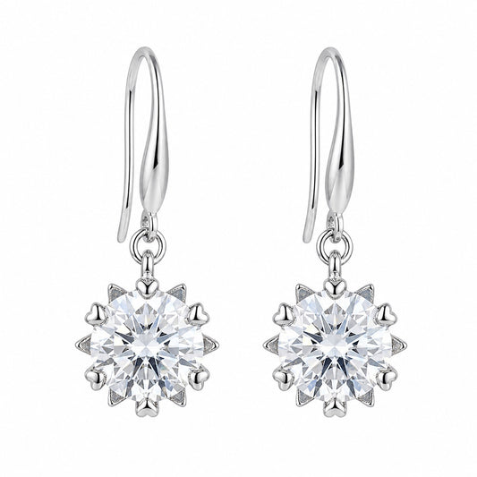 Silver Crystal Drop Earrings for Women