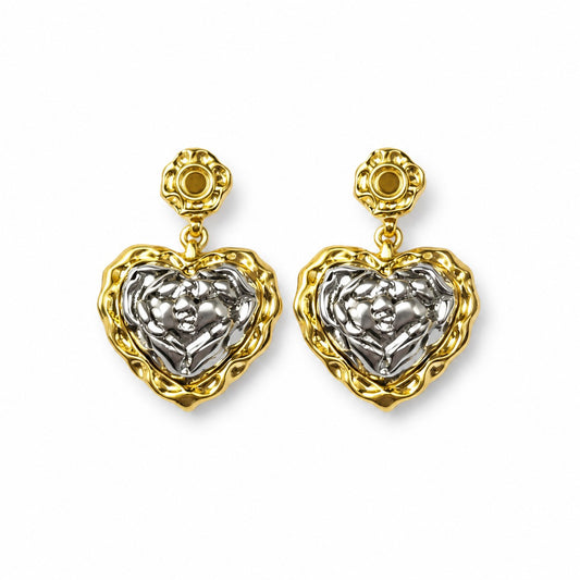 Gold Heart Drop Earrings for Women