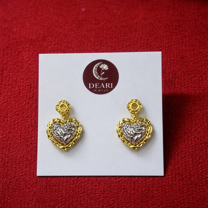 Gold Heart Drop Earrings for Women