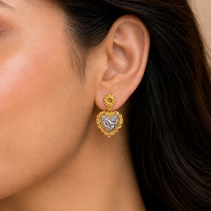 Gold Heart Drop Earrings for Women