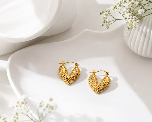 Textured Hearts hoops