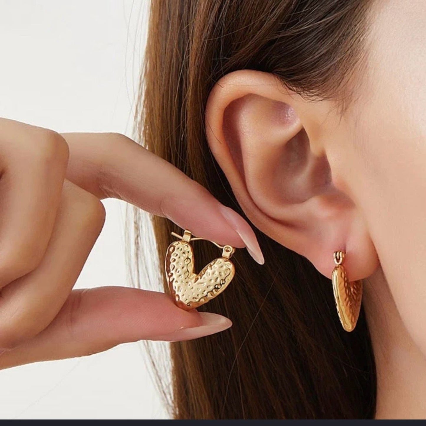 Textured Hearts hoops