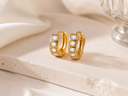 Rectangle cut solitarie Hoops