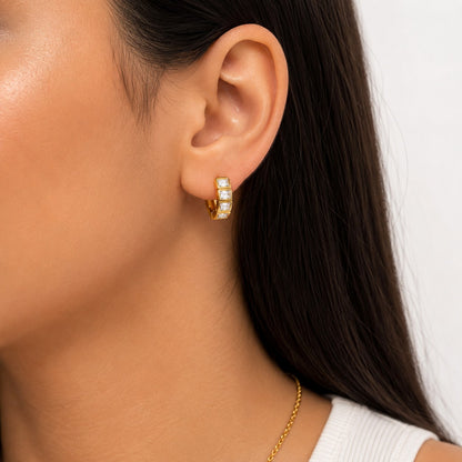 Rectangle cut solitarie Hoops