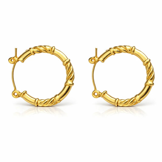 Gold-Tone Textured Hoop Earrings | Anti-Tarnish