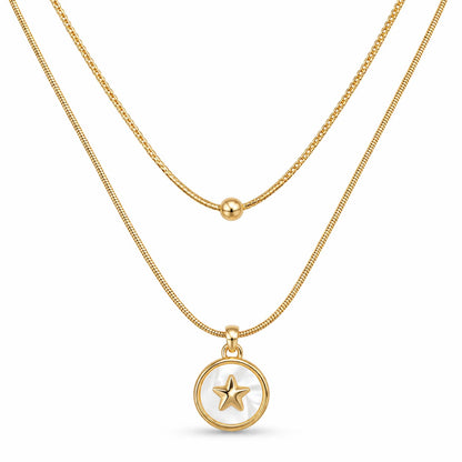 Minimal Gold Star Pendant Layered Chain Necklace