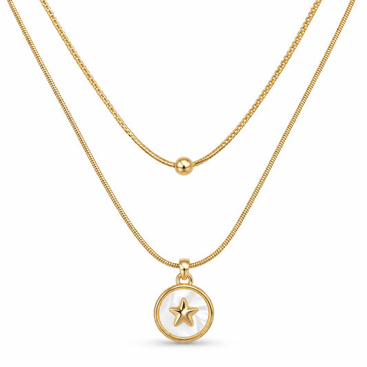 Minimal Gold Star Pendant Layered Chain Necklace
