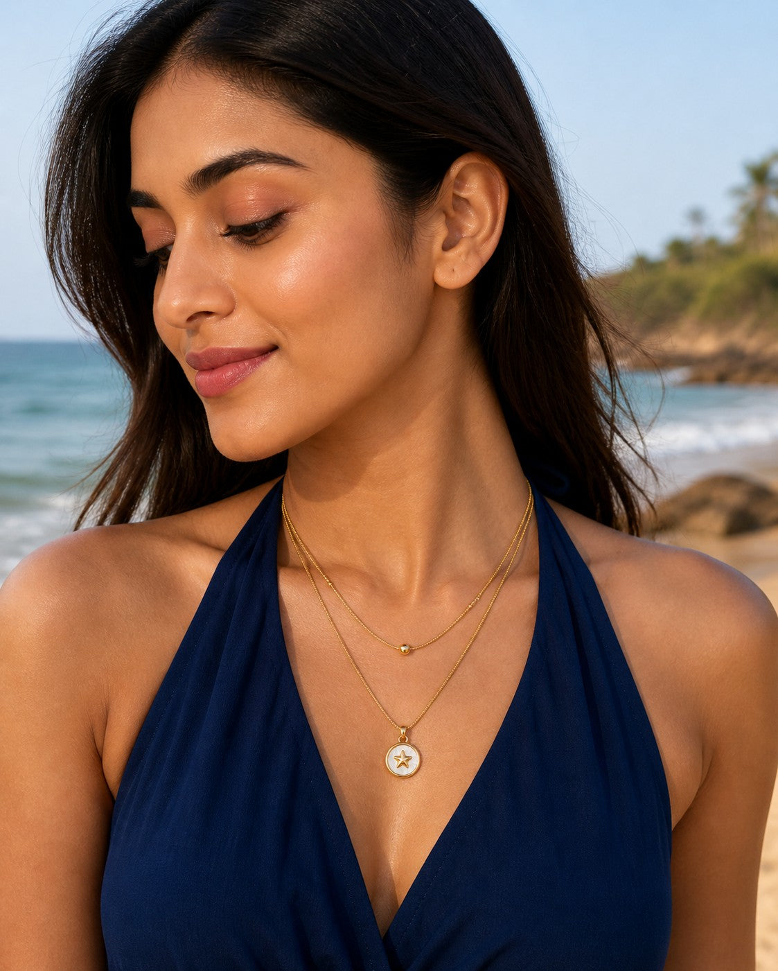 Minimal Gold Star Pendant Layered Chain Necklace