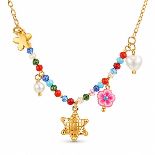 Colorful Beaded Charm Necklace