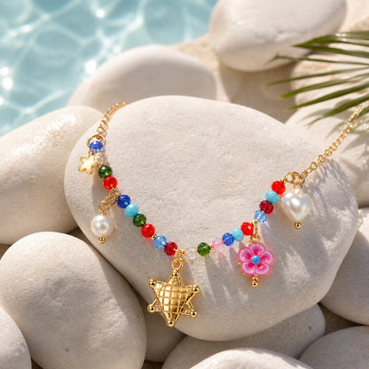 Colorful Beaded Charm Necklace