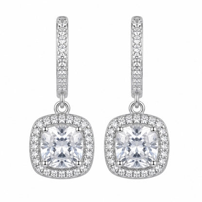 Silver Halo Crystal Dangle Earrings