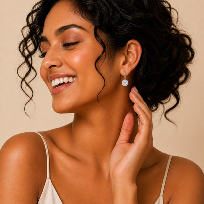 Silver Halo Crystal Dangle Earrings